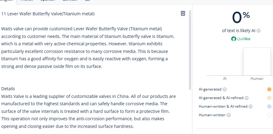 Titanium Lever Wafer Butterfly Valve